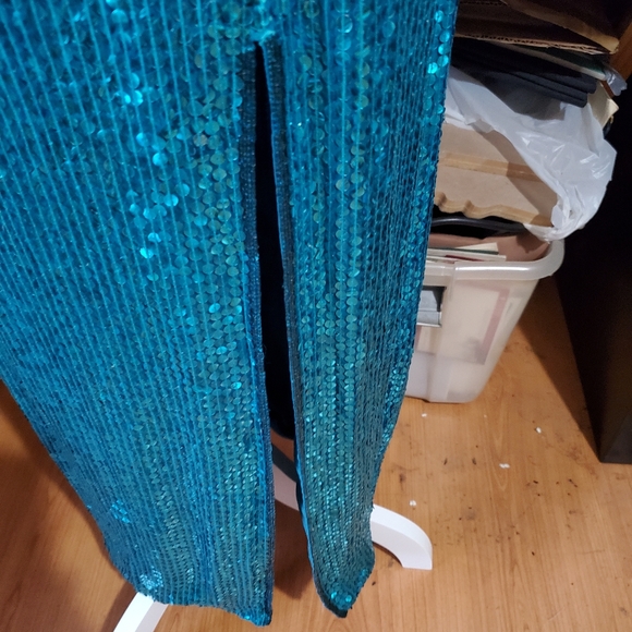 Gorgeous Aqua Sequin Dress. Sequins and beautiful beadwork. Size 7. - Picture 3 of 4